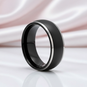 Black Domed Titanium Men's Wedding Band-Black Diamonds New York