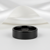 Black Flat Tungsten Carbide Men's Wedding Band-Black Diamonds New York