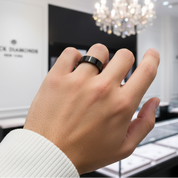 Black Flat Tungsten Carbide Men's Wedding Band-Black Diamonds New York