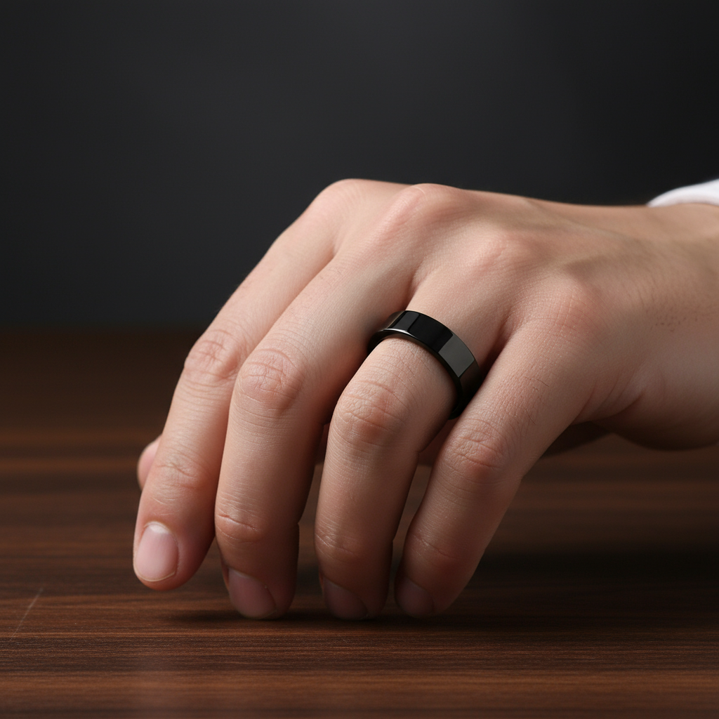 Black Flat Tungsten Carbide Men's Wedding Band-Black Diamonds New York