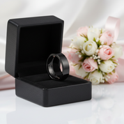 Black Flat Tungsten Carbide Men's Wedding Band-Black Diamonds New York