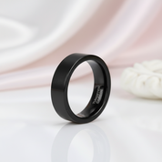 Black Flat Tungsten Carbide Men's Wedding Band-Black Diamonds New York
