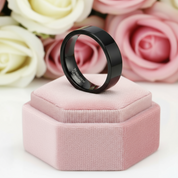 Black Flat Tungsten Carbide Men's Wedding Band-Black Diamonds New York