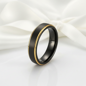 Black & Gold Matte Men's Tungsten Wedding Band-Black Diamonds New York