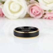 Black & Gold Matte Men's Tungsten Wedding Band-Black Diamonds New York