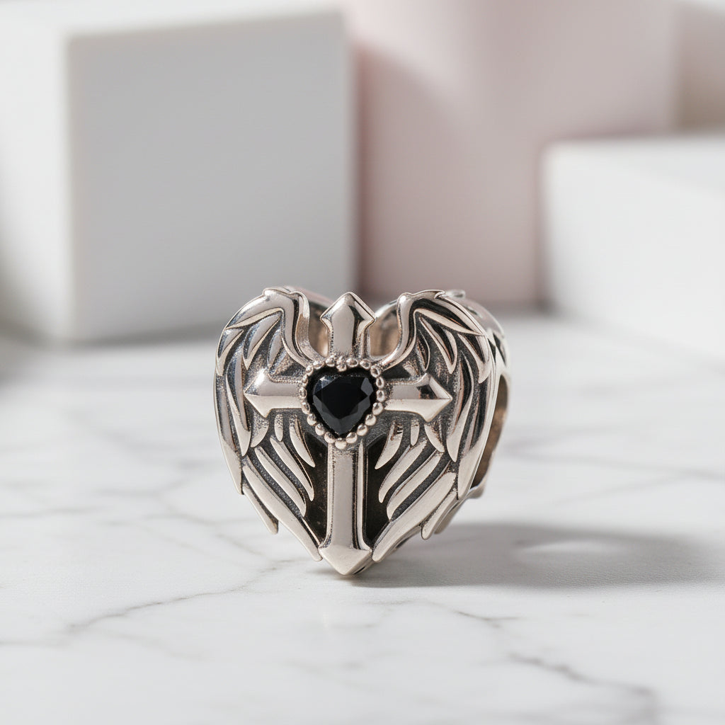 Black Heart Little Devil Punk Diamond Charm Pendant-Black Diamonds New York