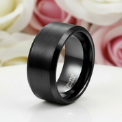 Black Matte 10mm Tungsten Carbide Wedding Band-Black Diamonds New York