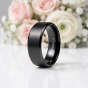 Black Matte Titanium Men's Wedding Band-Black Diamonds New York