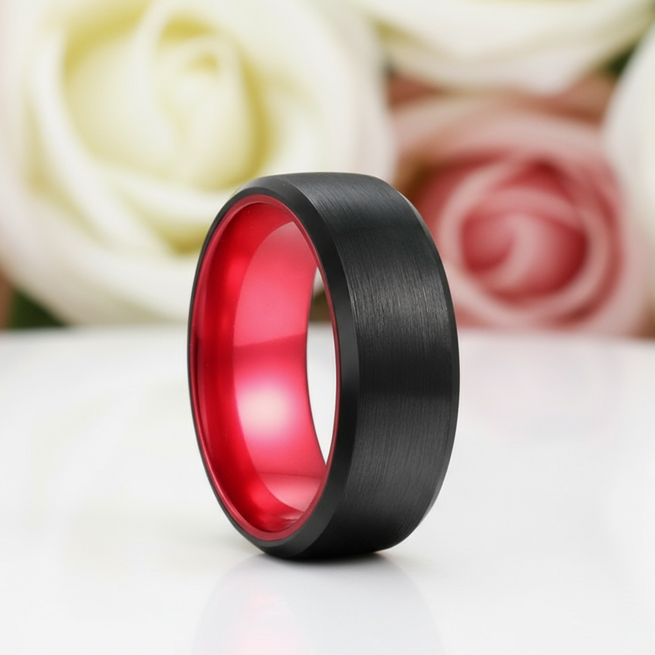 Black Men's 8mm Tungsten Wedding Band-Black Diamonds New York