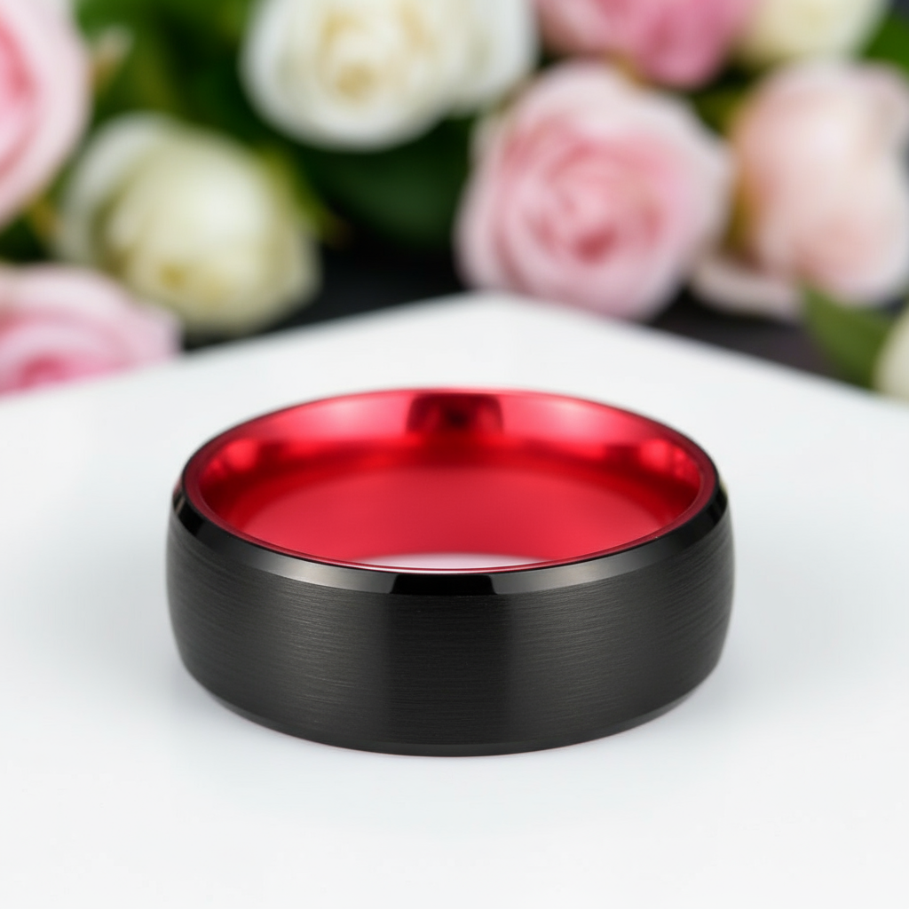 Black Men's 8mm Tungsten Wedding Band-Black Diamonds New York