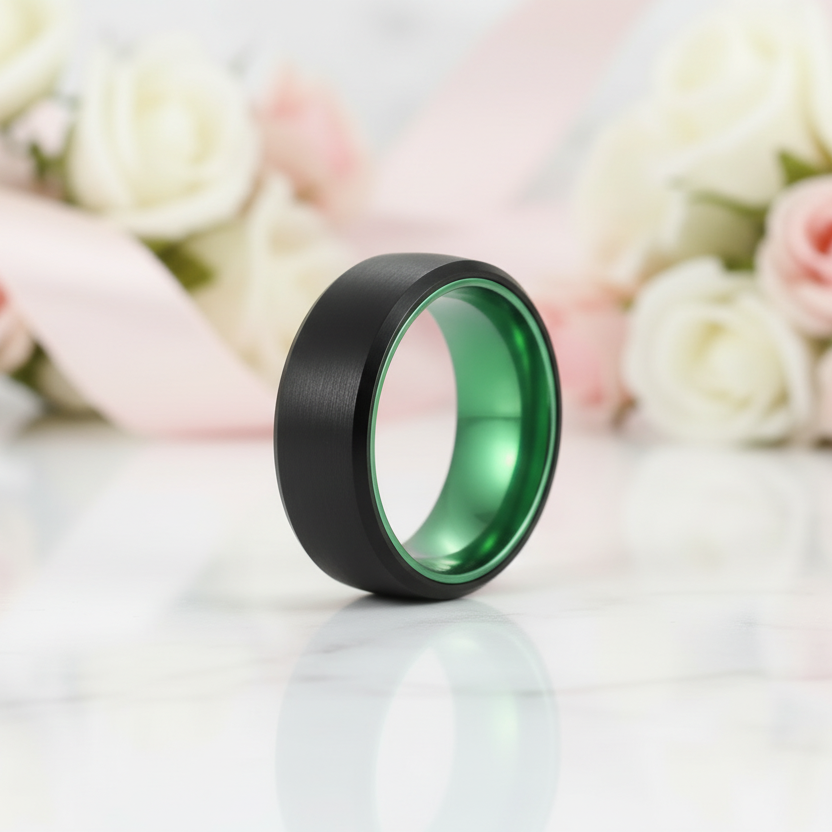 Black Men's 8mm Tungsten Wedding Band-Black Diamonds New York