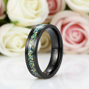 Black Men's Titanium Wedding Band with Opal Inlay-Black Diamonds New York