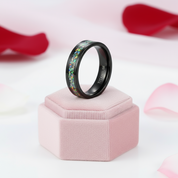 Black Men's Titanium Wedding Band with Opal Inlay-Black Diamonds New York