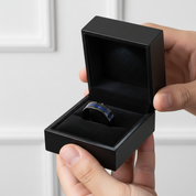 Black Men's Tungsten Wedding Band with Blue Inlay-Black Diamonds New York