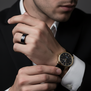 Black Men's Tungsten Wedding Band with Blue Inlay-Black Diamonds New York