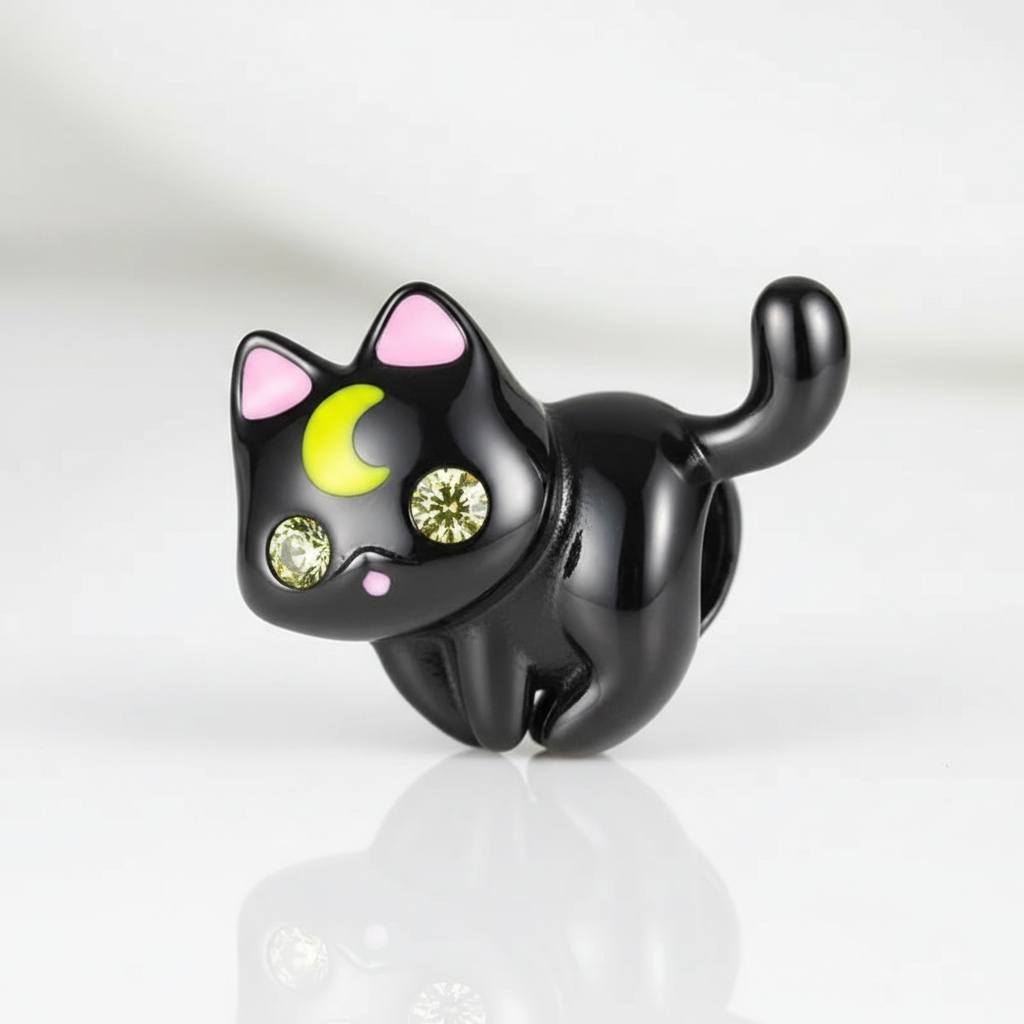 Black Moon Cat Charms-Black Diamonds New York