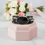 Black Onyx & 3 Layer Wrap Bohemian Bracelet-Black Diamonds New York