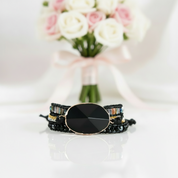 Black Onyx & 3 Layer Wrap Bohemian Bracelet-Black Diamonds New York