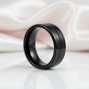 Black Polished Tungsten Men's Wedding Band-Black Diamonds New York