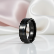Black Polished Tungsten Men's Wedding Band-Black Diamonds New York