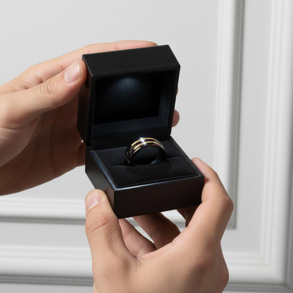 Black Punk Titanium Men's Wedding Band-Black Diamonds New York