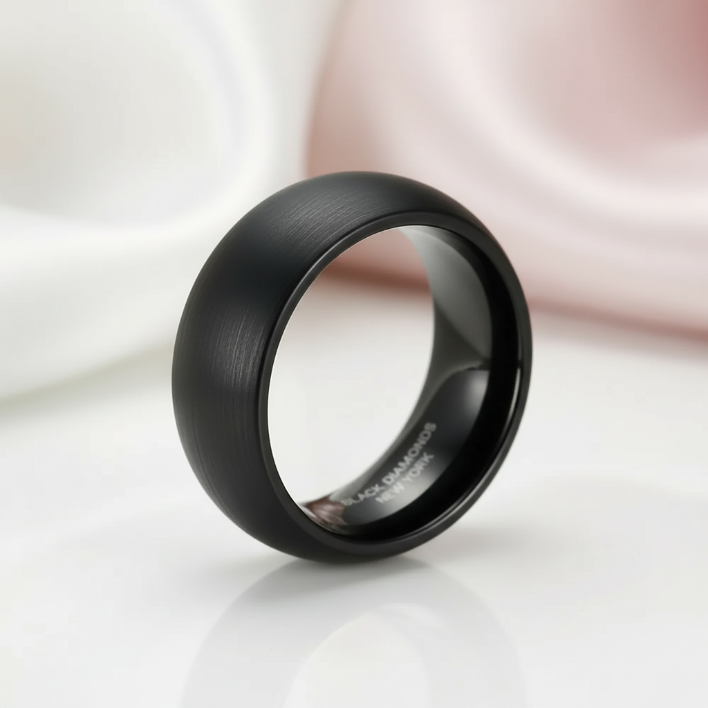 Black Punk Tungsten Men's Wedding Band-Black Diamonds New York