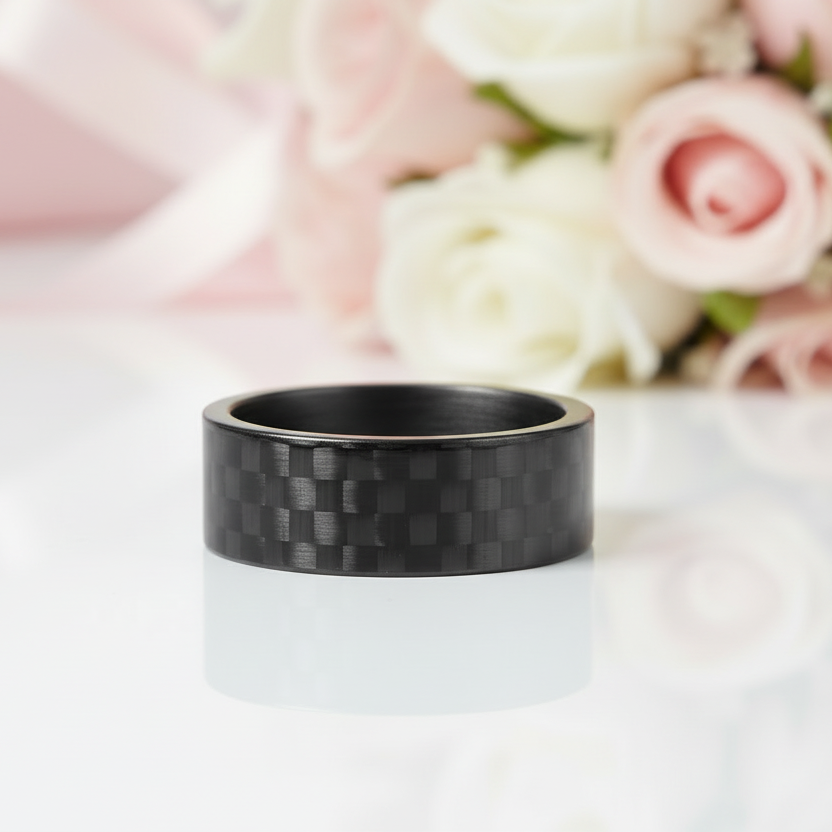 Black Pure Carbon Fiber Wedding Band-Black Diamonds New York