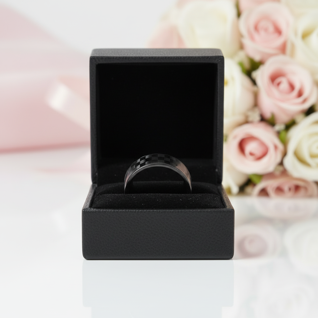 Black Pure Carbon Fiber Wedding Band-Black Diamonds New York