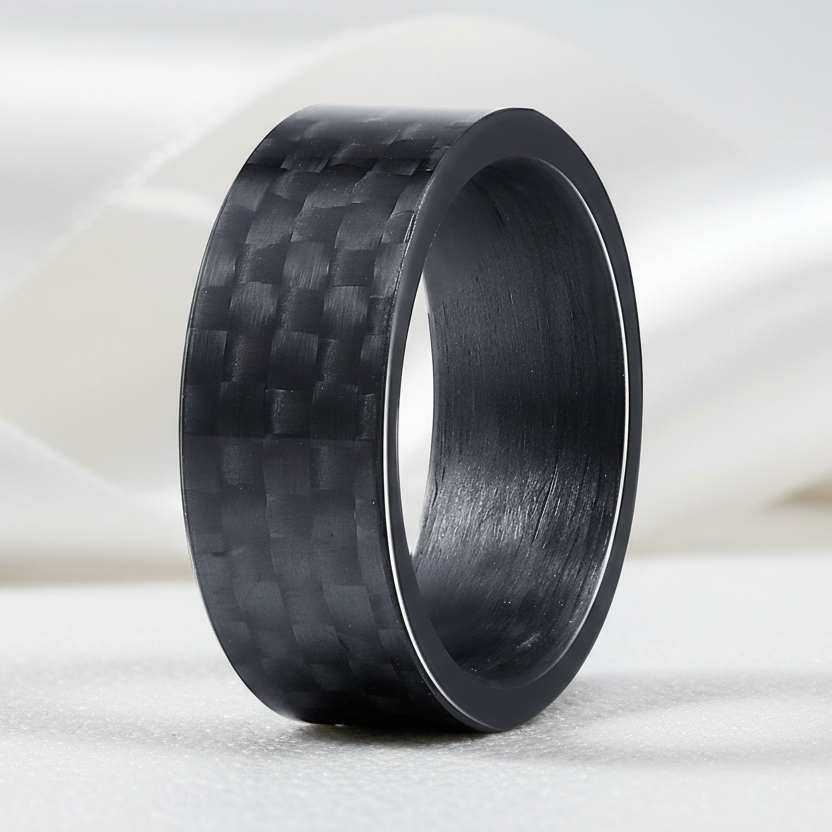 Black Pure Carbon Fiber Wedding Band-Black Diamonds New York