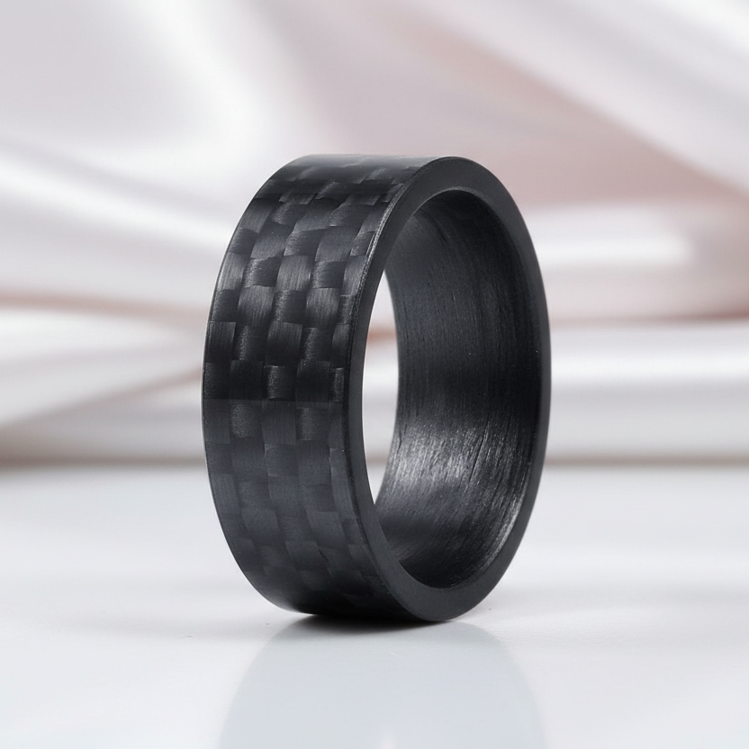 Black Pure Carbon Fiber Wedding Band-Black Diamonds New York