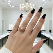 Black Rose- .50ct Round Cut Diamond Option 14k Gold Modern Goth Engagement Ring-Black Diamonds New York