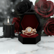 Black Rose- .50ct Round Cut Diamond 14k Gold Modern Goth Engagement Ring-Black Diamonds New York