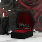 Black Rose- .50ct Round Cut Diamond Option 14k Gold Modern Goth Engagement Ring-Black Diamonds New York
