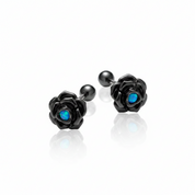 Black Rose Flower Stud Earrings-Black Diamonds New York