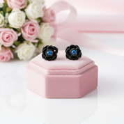 Black Rose Flower Stud Earrings