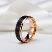 Black & Rose Gold Color Tungsten Carbide Couple Wedding Band-Black Diamonds New York