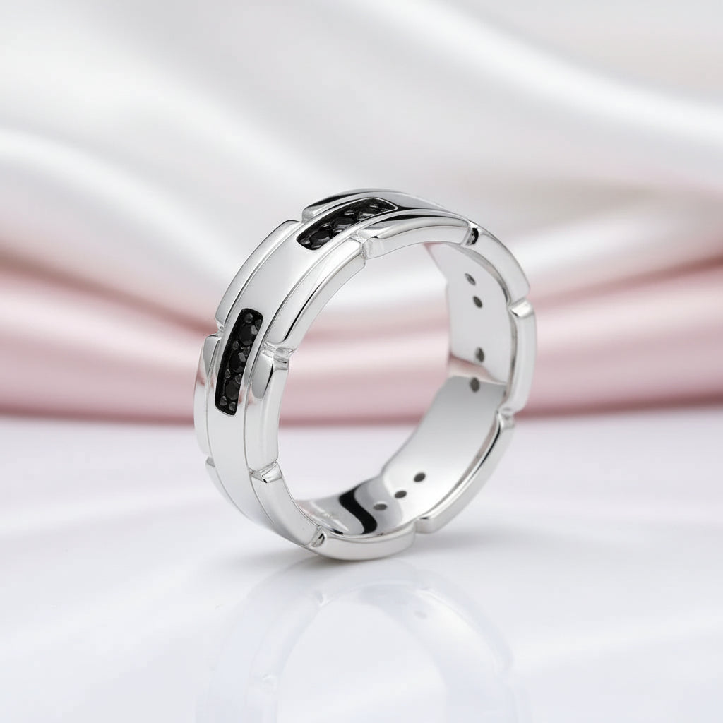 Black Round Cut Diamond Option Band-Black Diamonds New York