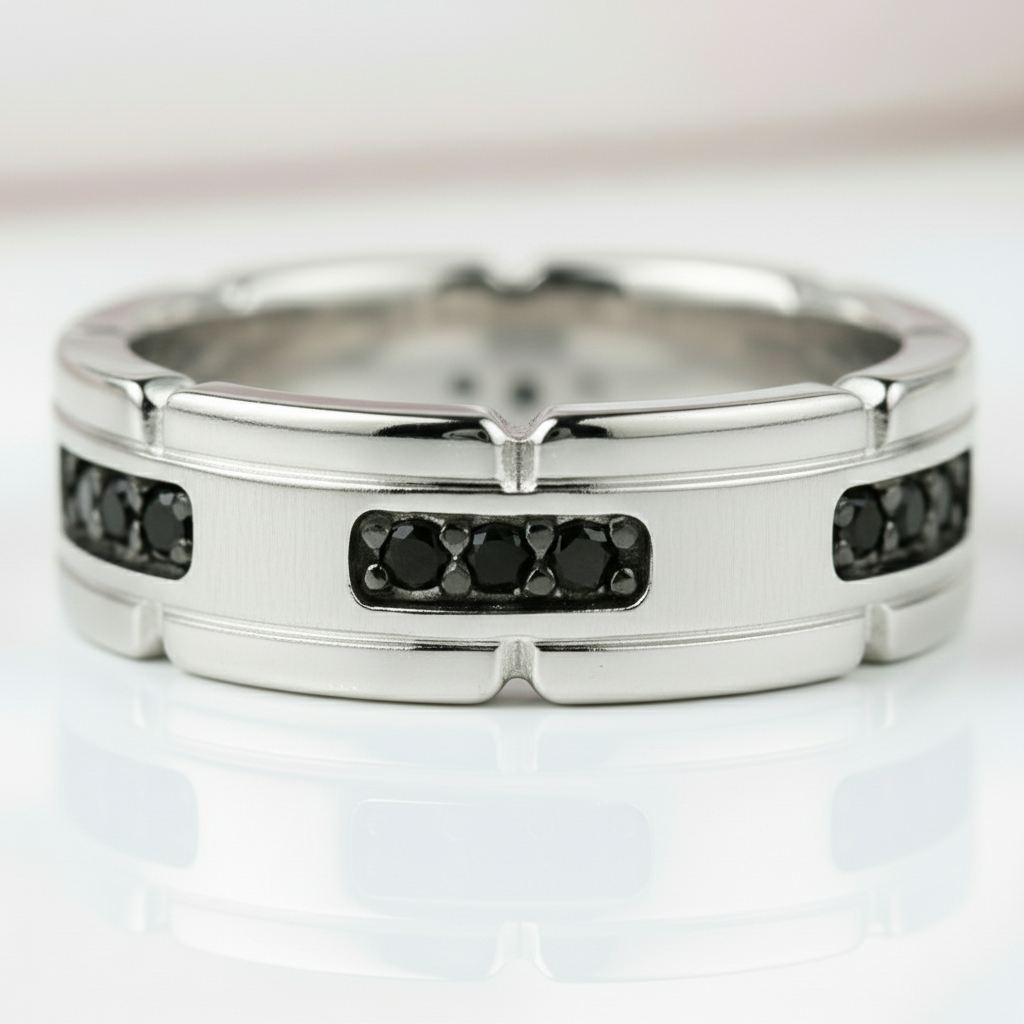 Black Round Cut Diamond Band-Black Diamonds New York