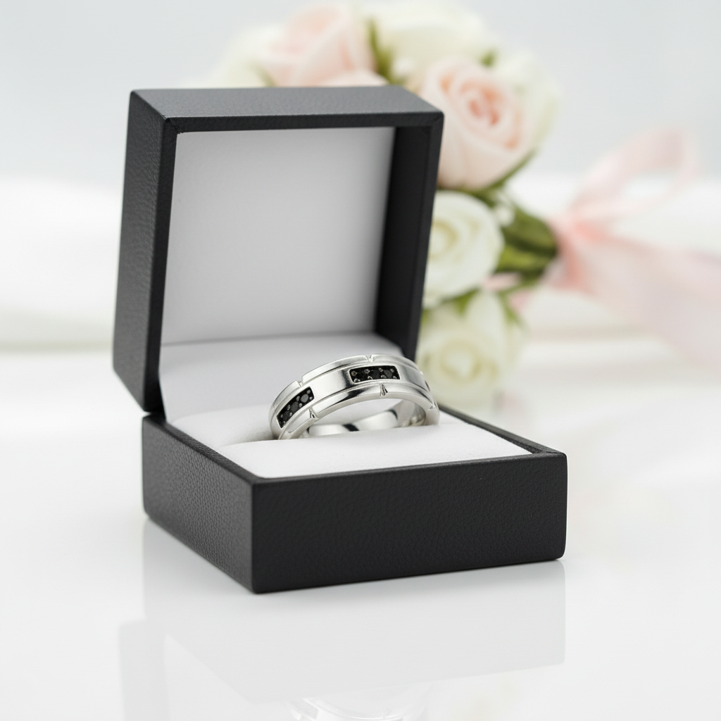 Black Round Cut Diamond Option Band-Black Diamonds New York