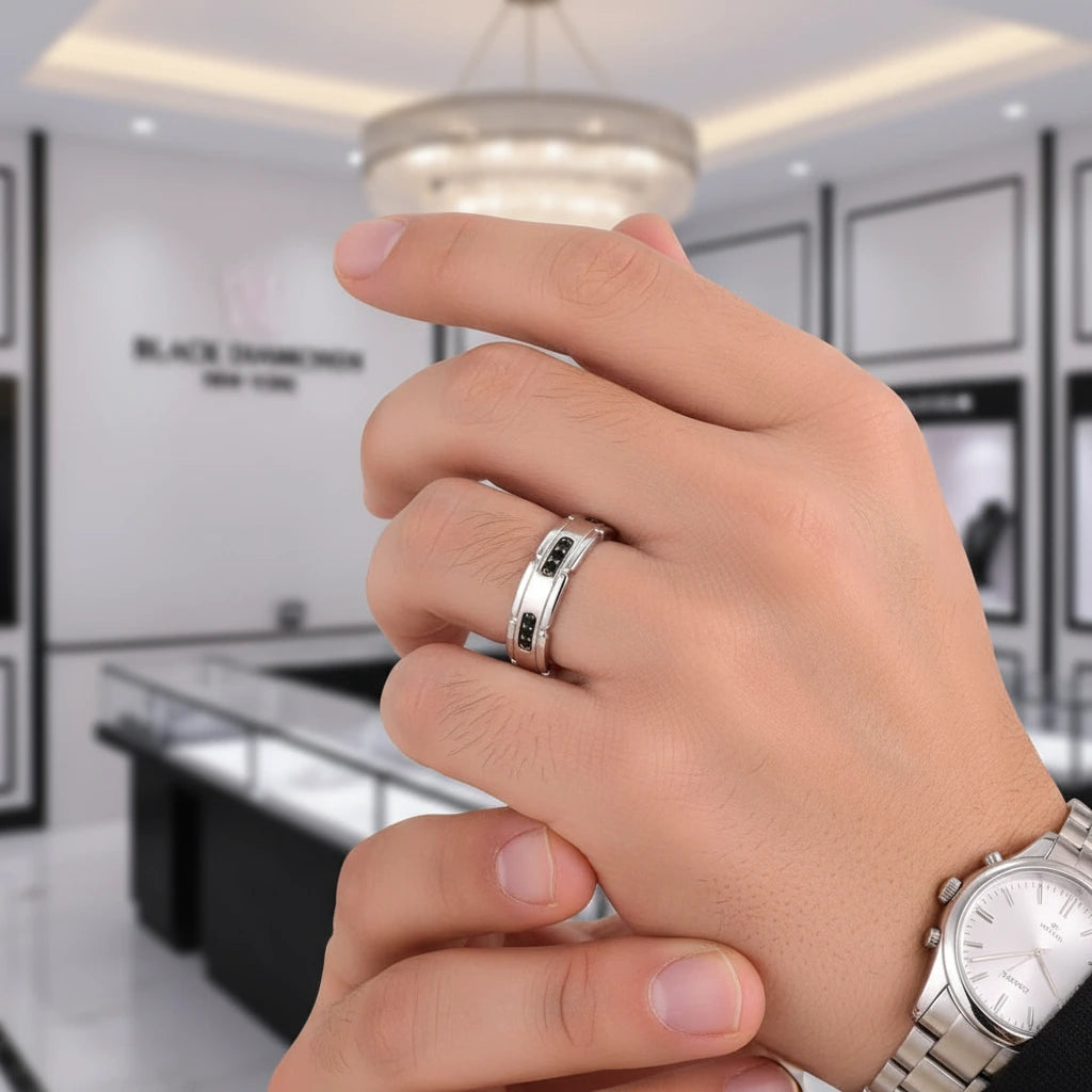 Black Round Cut Diamond Band-Black Diamonds New York