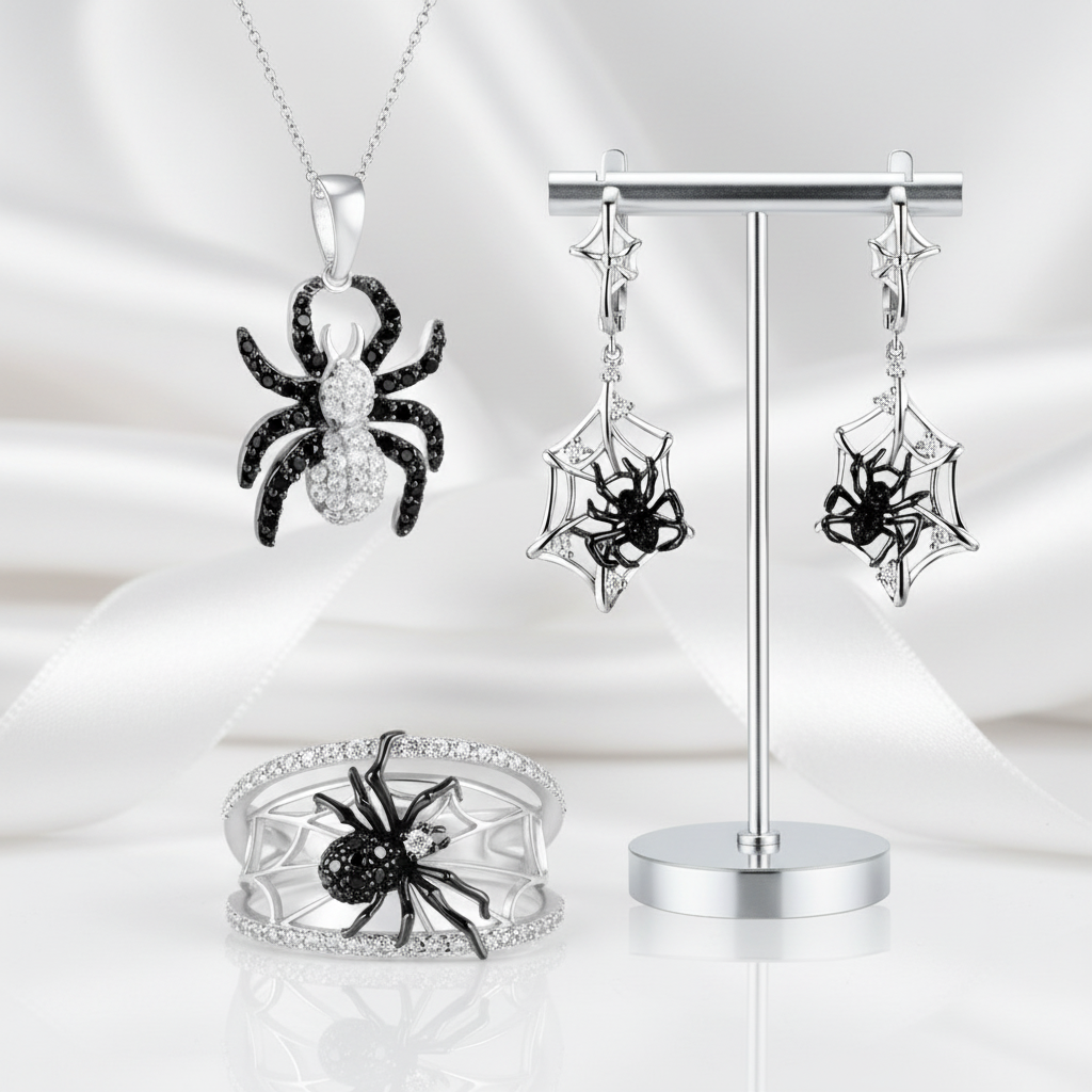Black Spider Jewelry Set-Black Diamonds New York