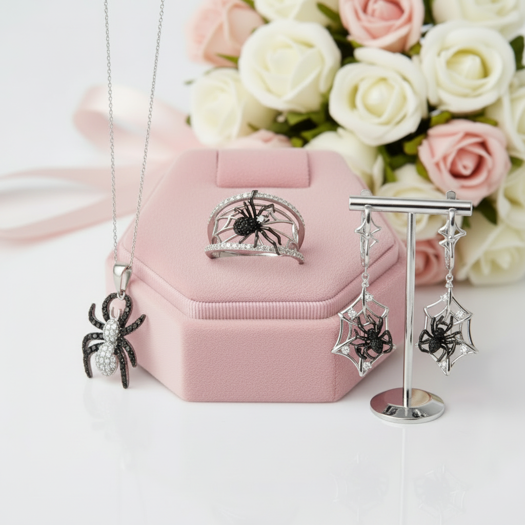Black Spider Jewelry Set-Black Diamonds New York