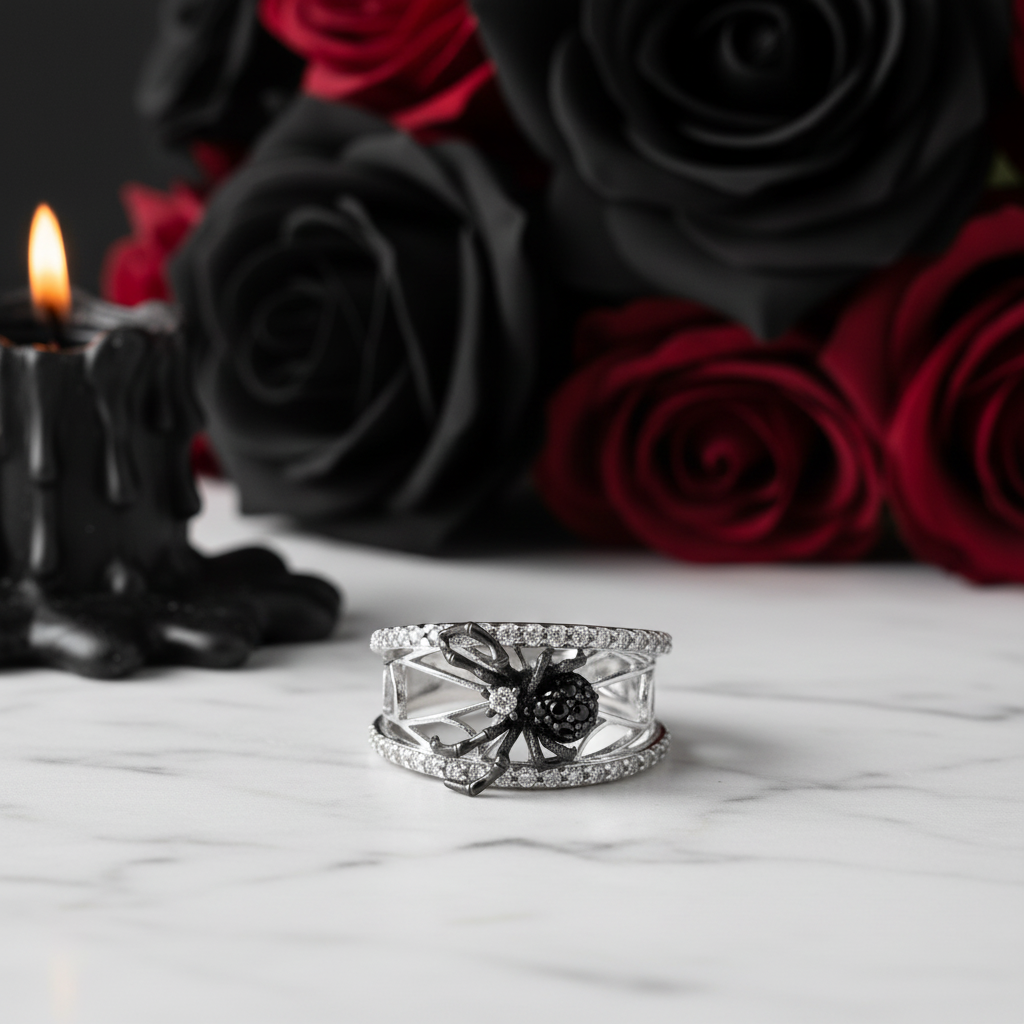 Black Spider Micro Paved Diamond Option Ring-Black Diamonds New York
