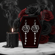 Black Spinel Spider Long Vintage Gothic Drop Earrings-Black Diamonds New York