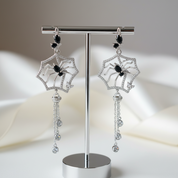Black Spinel Spider Long Vintage Gothic Drop Earrings-Black Diamonds New York