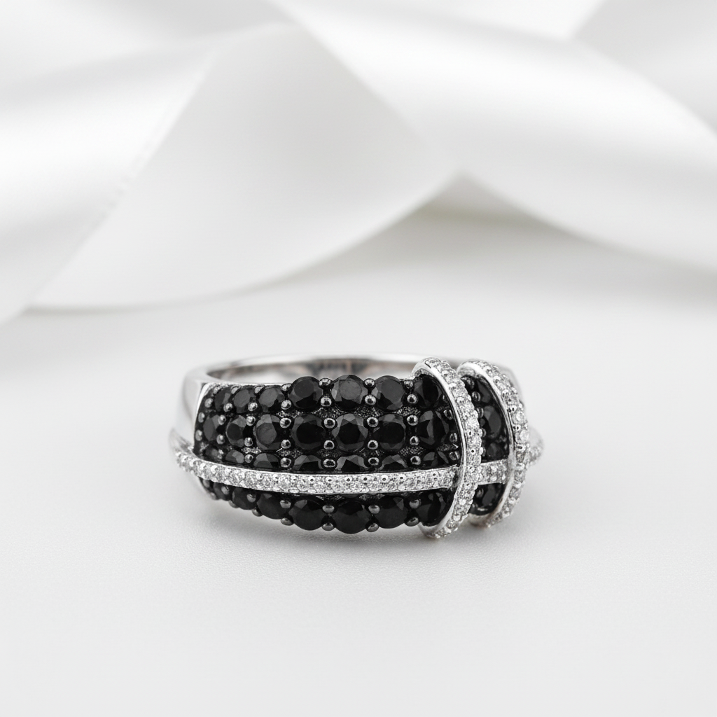 Black Spinel with Diamond Option Ring-Black Diamonds New York
