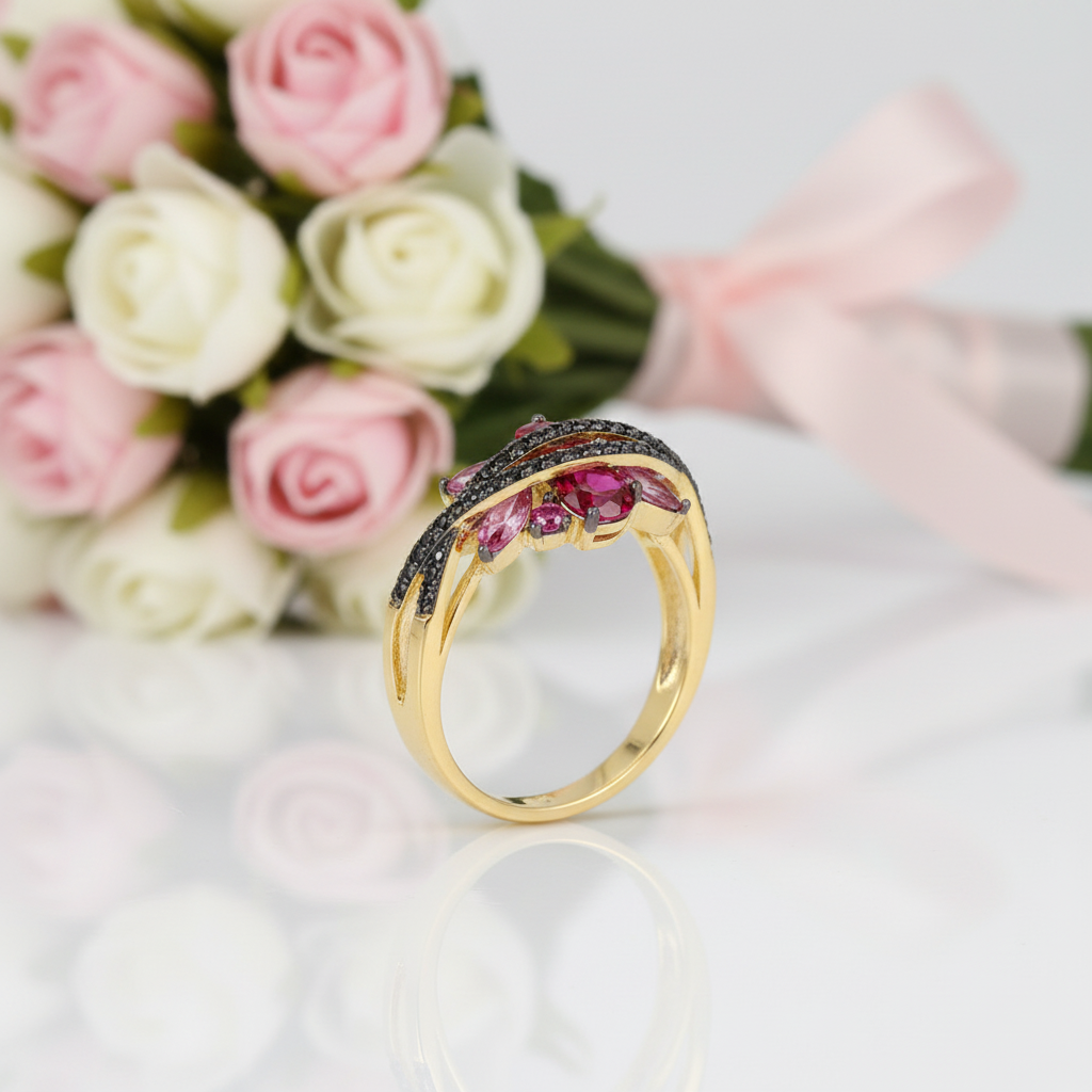Black Spinel Yellow Gold Ring-Black Diamonds New York