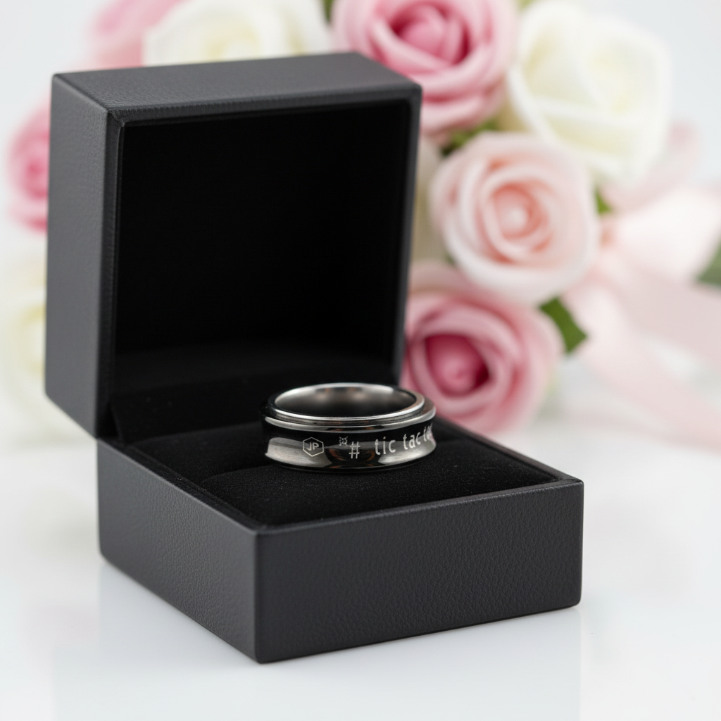 Black Spinner Tic Tac Toe Men's Wedding Band-Black Diamonds New York