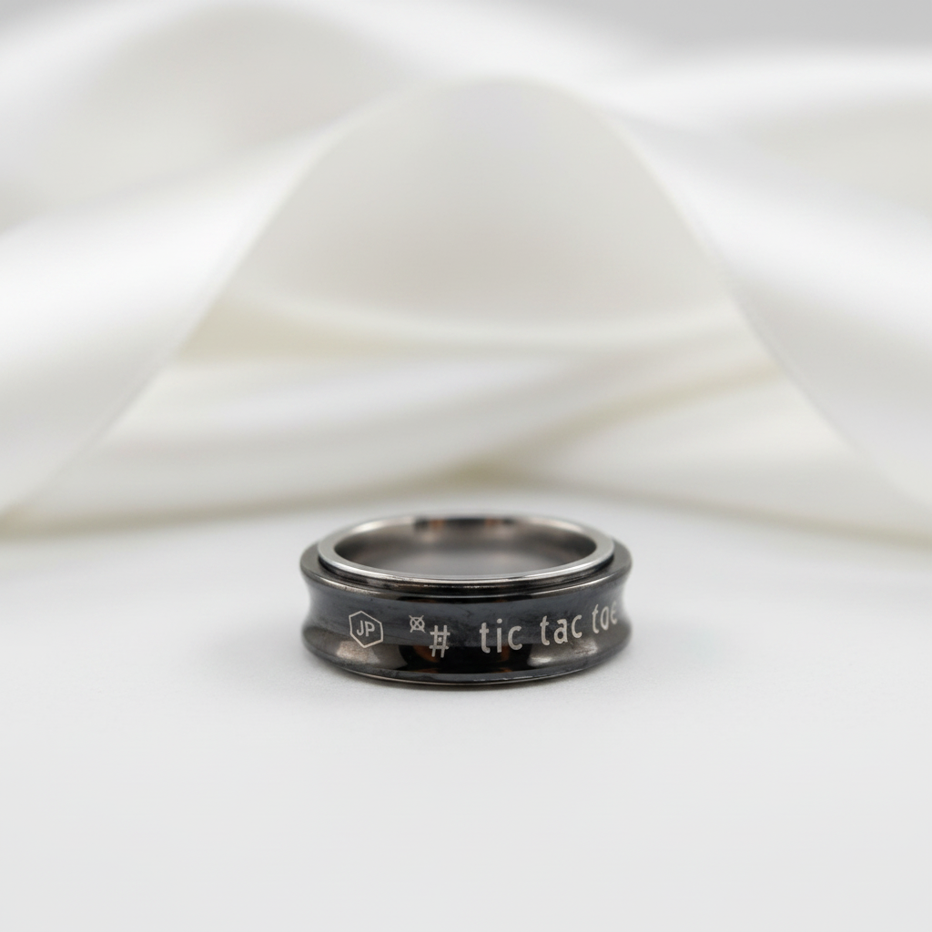 Black Spinner Tic Tac Toe Men's Wedding Band-Black Diamonds New York