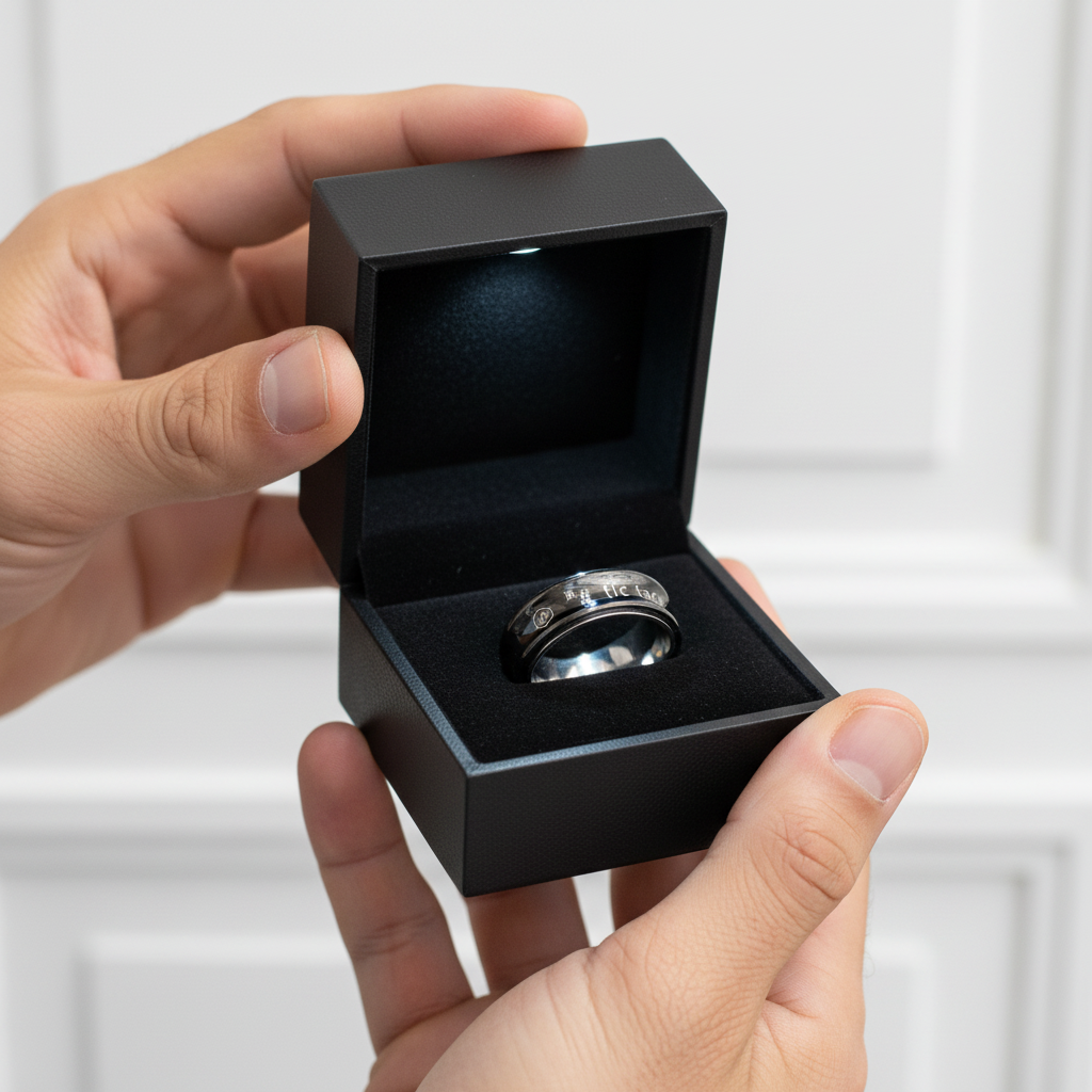 Black Spinner Tic Tac Toe Men's Wedding Band-Black Diamonds New York
